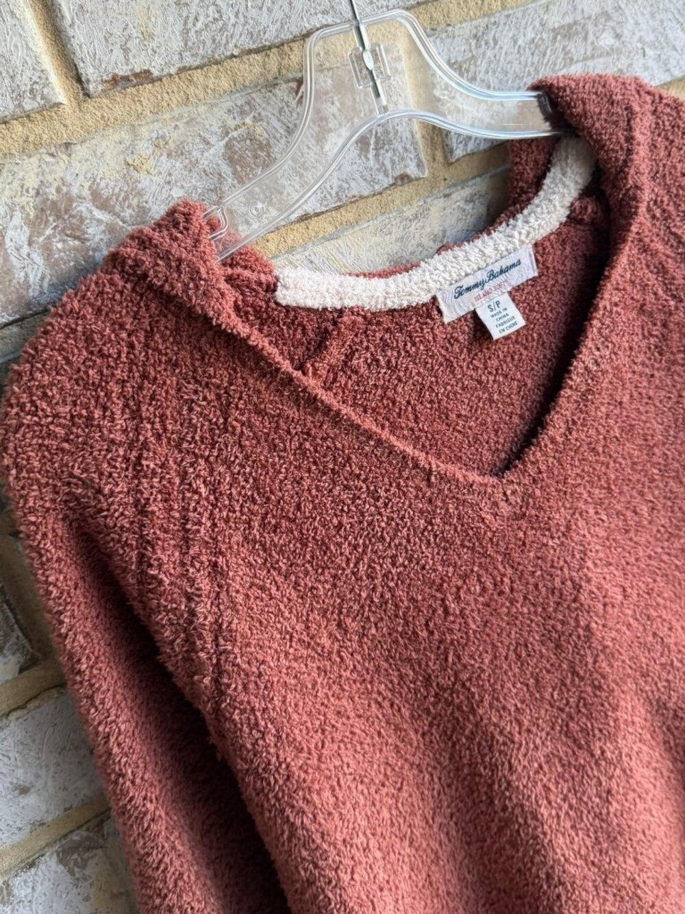 Tommy Bahama Island Soft Long Sleeve Hooded Brown Sweater Women's Size S. - Picture 5 of 8